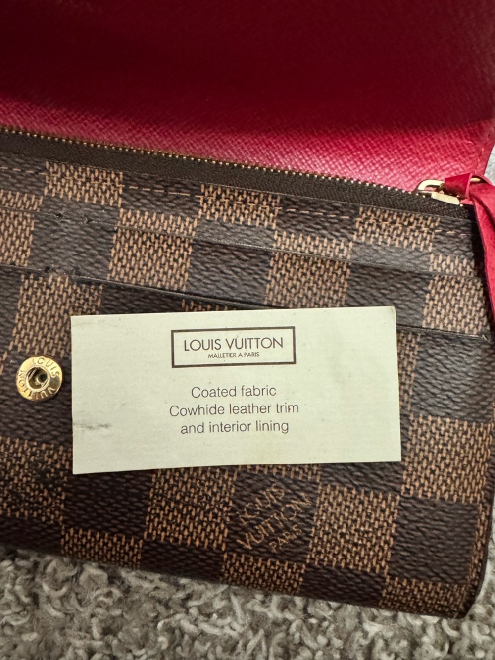 Authentic Louis Vuitton Emilie Wallet Damier Ebene - Picture 9 of 10